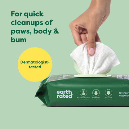 Earth Rated (A Canadian Company) Dog Wipes, Hypoallergenic, Cleaning and Hydrating, for Grooming Paws, Body and Butt, Lavender Scented, 400 Count 🍁 All In One Marketplace Canada
