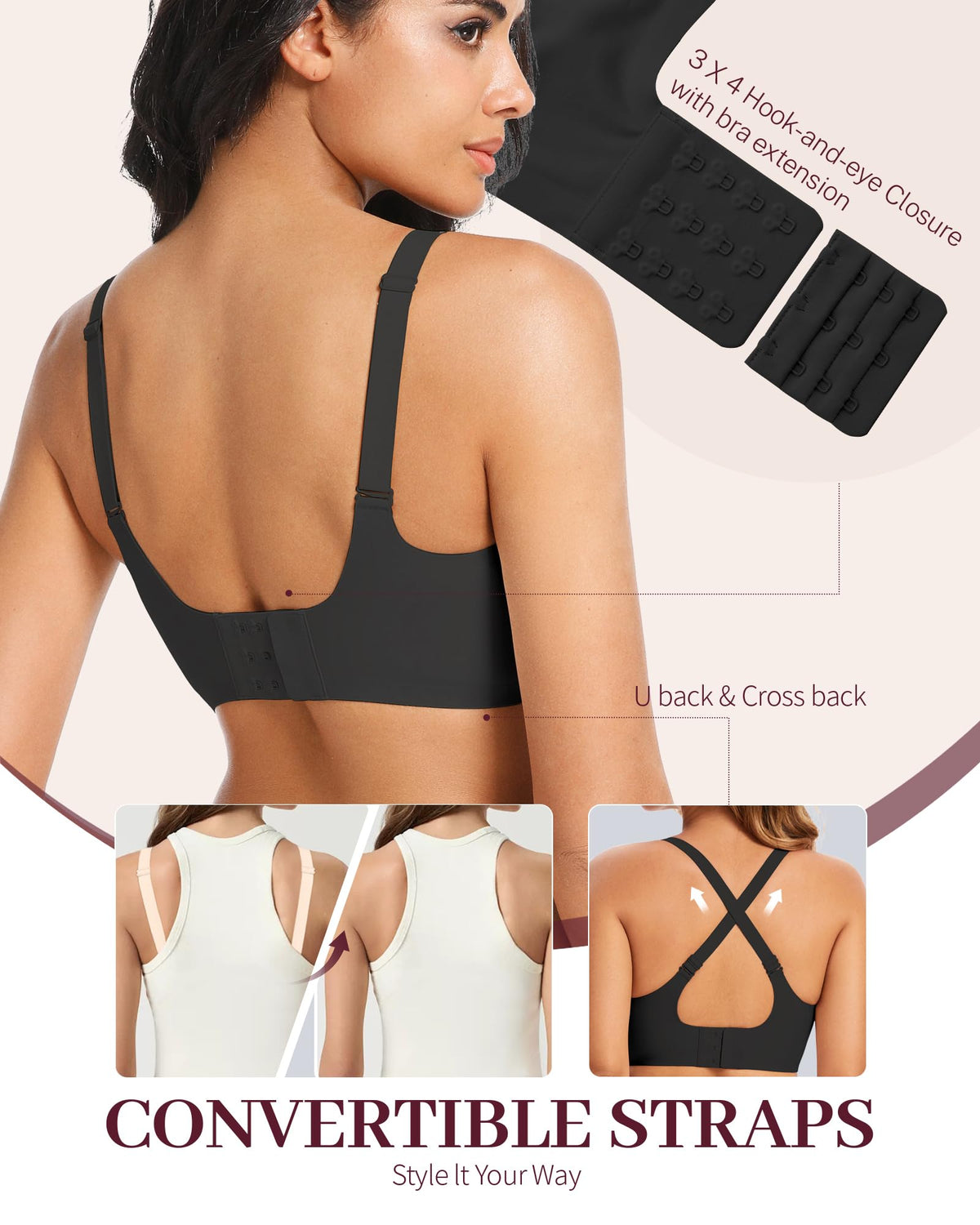 Gailife Womens Jelly Bra for Women Wireless Bras Seamless No Underwire Supportive Full Coverage T-Shirt Bra -New-Black-M 🍁 All In One Marketplace Canada