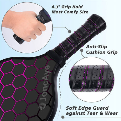 JoncAye Pickleball Paddles Set of 4 Rackets and Balls with Paddle Case, Lead Tape, Ball Bag, Carbon Fiber Pickle-Ball Raquette for Beginner | USAPA Approved Pickleball Equipment with Accessories 🍁 All In One Marketplace Canada