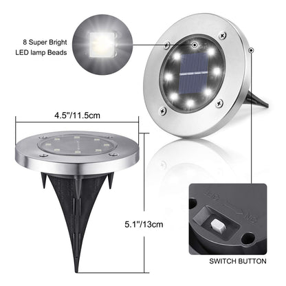 LYHOPE Solar Ground Lights Outdoor, 16 Pack 8 LED Solar Disk Lights Waterproof Garden In-ground Pathway Lights Landscape Lighting for Lawn,Yard,Deck,Patio,Walkway (White) 🍁 All In One Marketplace Canada