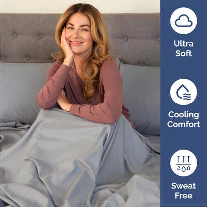 Queen Size 4 Piece Sheet Set - Comfy Breathable & Cooling Sheets - Hotel Luxury Bed Sheets for Women & Men - Deep Pockets, Easy-Fit, Soft & Wrinkle Free Sheets - Steel Blue Oeko-Tex Bed Sheet Set 🍁 All In One Marketplace Canada