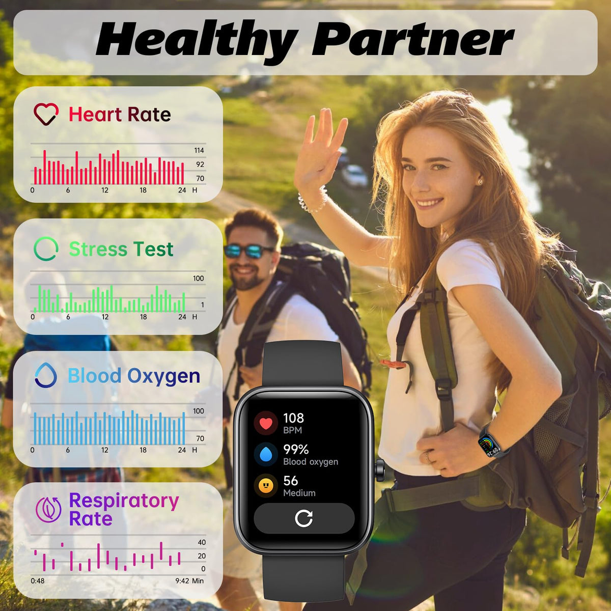 Smart Watch for Men Women with Bluetooth Call, Alexa Built-in, Heart Rate & Sleep Monitor, 1.83" DIY Dial Fitness Watch with 100+ Sport Modes, IP68 Waterproof, Compatible with Android iOS 🍁 All In One Marketplace Canada