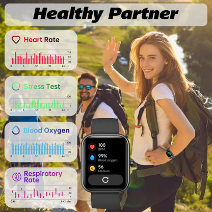 Smart Watch for Men Women with Bluetooth Call, Alexa Built-in, Heart Rate & Sleep Monitor, 1.83" DIY Dial Fitness Watch with 100+ Sport Modes, IP68 Waterproof, Compatible with Android iOS 🍁 All In One Marketplace Canada
