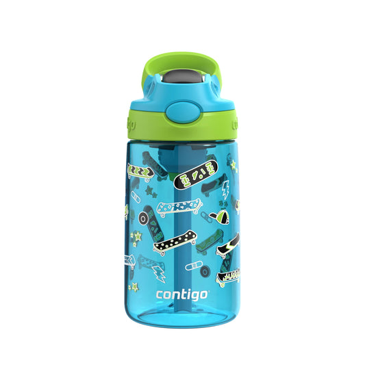 Contigo Kids Aubrey Straw Water Bottle with Leak-Proof Lid, BPA-Free Plastic, Dishwasher Safe, Blue Raspberry Lime Skater, 14 oz (414 mL) 🍁 All In One Marketplace Canada