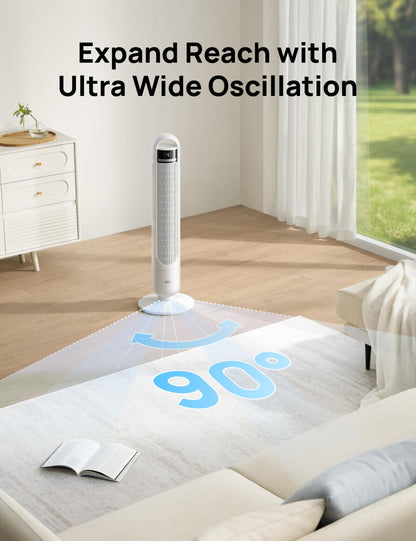 DREO Tower Fan for Bedroom, 90° Oscillating Standing Fans for Room with 4 Speeds, 3 Modes, 28dB Quiet for Sleep, 25ft/s Velocity, 8H Timer, Remote, Living Room, Office, Home, Black, TF117 🍁 All In One Marketplace Canada