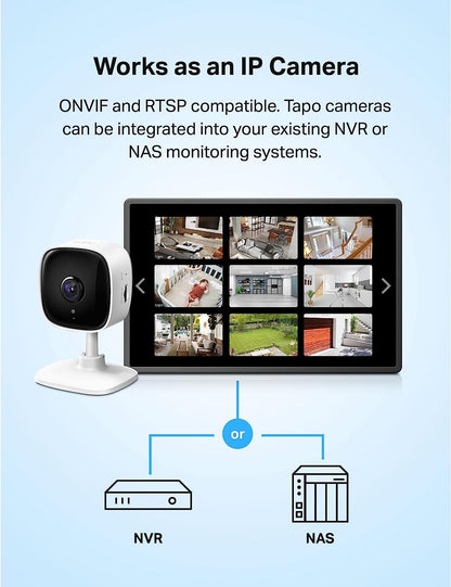 Tapo Smart Home Security WiFi Camera for Baby/Pet, 2.4GHz Wi-Fi Connection Required, 1080p (Full HD), Up to 30 ft Night Vision, Up to 128 GB microSD Card Slot, Works w/Alexa and Google (Tapo C100) 🍁 All In One Marketplace Canada