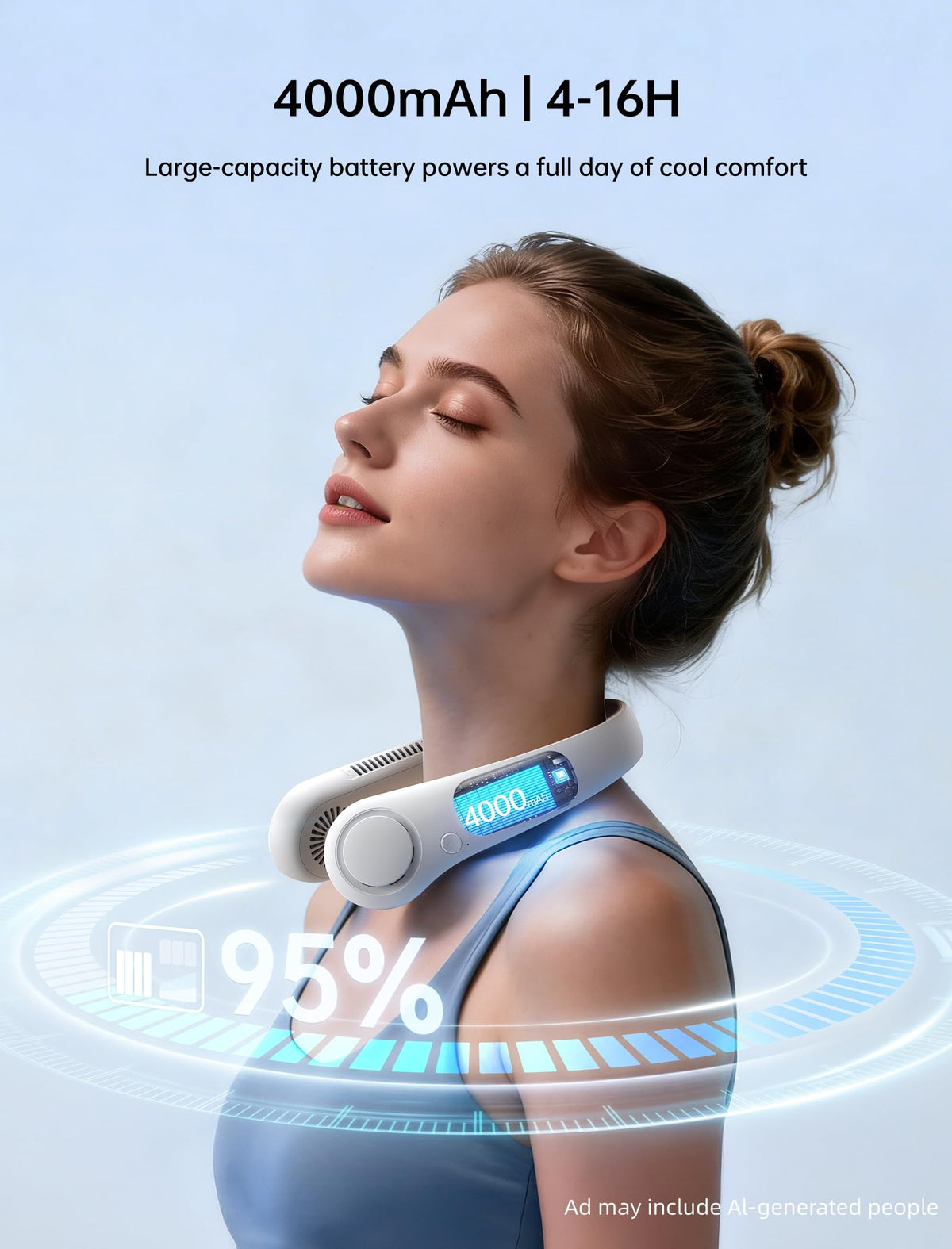 JISULIFE Portable Neck Fan, Hands Free Bladeless Hanging Sport Fan, 4000 mAh Battery Operated Wearable Personal Fan, Leafless, Rechargeable, Headphone Design, USB Powered Desk Fan, 5 Speeds - Grey 🍁 All In One Marketplace Canada