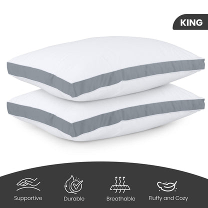 Utopia Bedding Bed Pillows for Sleeping King Size (Grey), Set of 2, Cooling Hotel Quality, Gusseted Pillow for Back, Stomach or Side Sleepers 🍁 All In One Marketplace Canada
