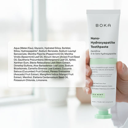 Boka Fluoride Free Toothpaste, Nano Hydroxyapatite Toothpaste, Appropriate for Sensitive Teeth - for Adult Oral Care - Ela Mint Flavor, 4 Fl Oz (113g) 3Pk 🍁 All In One Marketplace Canada