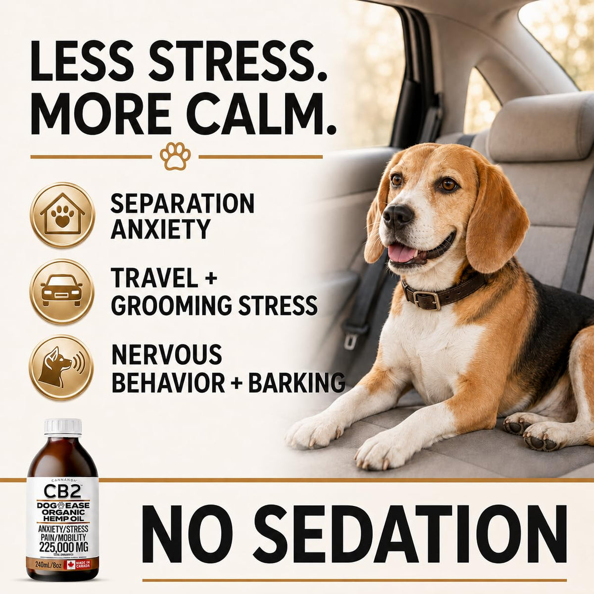 CB2 Hemp Oil for Dogs [225,000mg / 240mL / Organic] - Natural Hip and Joint Supplement for Dogs - Calming Anxiety Relief - Extra Strength for Pain, Inflammation, Arthritis, Stress, Aggression 🍁 All In One Marketplace Canada