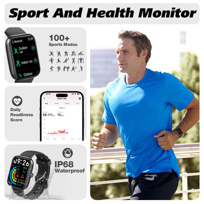 Smart Watch for Men Women with Bluetooth Call, Alexa Built-in, Heart Rate & Sleep Monitor, 1.83" DIY Dial Fitness Watch with 100+ Sport Modes, IP68 Waterproof, Compatible with Android iOS 🍁 All In One Marketplace Canada