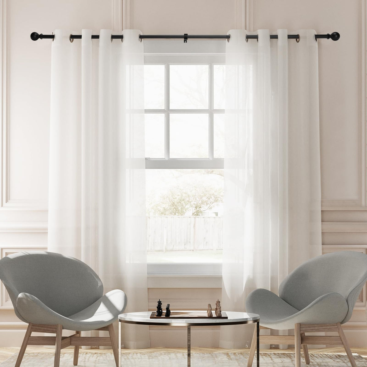 2 Pack Curtain rod for Windows 48 to 84 Inch, 5/8 Inch Small Matte Black Outdoor adjustable Curtain Rods with brackets for Bedroom, Bathroom, Living room, Kitchen, Patio, cafe 🍁 All In One Marketplace Canada
