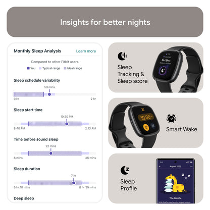 Google Fitbit Versa 4 Fitness Smart Watch for Men and Women with Daily Readiness, Gps, 24/7 Heart Rate, 40+ Exercise Modes, Sleep Tracking and More, Black/graphite, One Size (S and L Bands Included 🍁 All In One Marketplace Canada