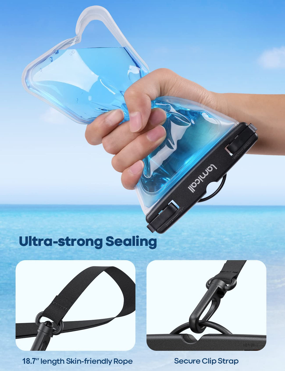 Lamicall Waterproof Phone Pouch Dry Bag with Lanyard - 2 Pack IPX8 [Easy Lock & Heavy Duty] Water Proof Cell Phone Case for iPhone 15 16 17 Pro Max, Samsung Galaxy S24 S25 Ultra, All 4-7" Cellphones 🍁 All In One Marketplace Canada