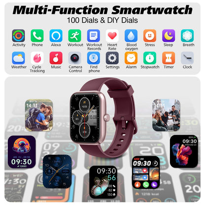 Smart Watch for Men Women with Bluetooth Call, Alexa Built-in, Heart Rate & Sleep Monitor, 1.83" DIY Dial Fitness Watch with 100+ Sport Modes, IP68 Waterproof, Compatible with Android iOS 🍁 All In One Marketplace Canada