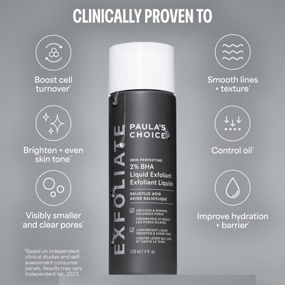 Paula's Choice SKIN PERFECTING 2% BHA Liquid Salicylic Acid Exfoliant Duo, Gentle Exfoliator for Enlarged Pores, Wrinkles & Fine Lines, Includes 1 Full Size Bottle & 1 Travel Size Bottle 🍁 All In One Marketplace Canada