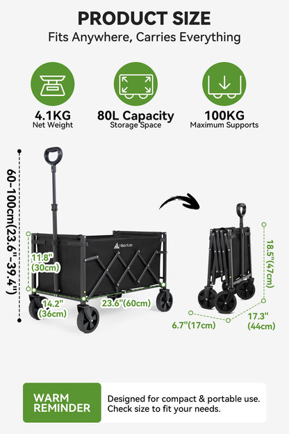 Hikenture Wagon Cart Foldable, Ultra-Compact Small Utility Folding Wagon, Heavy Duty Grocery Cart with All-Terrain Wheels, Portable Collapsible Wagon for Garden, Beach, Shopping, Camping, Sports 🍁 All In One Marketplace Canada