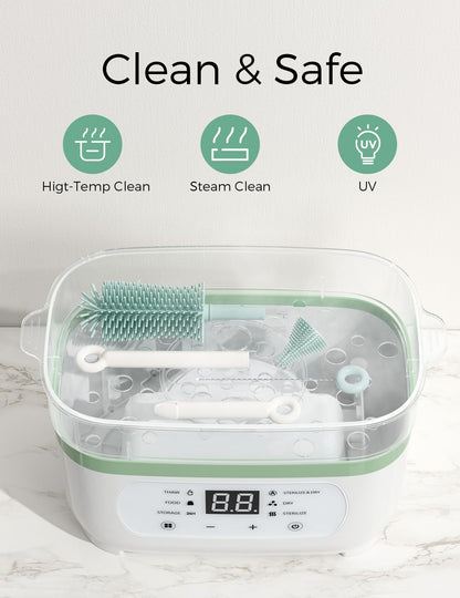 Momcozy 7 in 1 Travel Bottle Cleaning Kit - Baby Bottle Cleaner Set with Silicone Brush, Nipple Brush, Straw Brush, Soap Dispenser, Drying Rack - Home and Travel Bottle Cleaning Tools for Infants 🍁 All In One Marketplace Canada