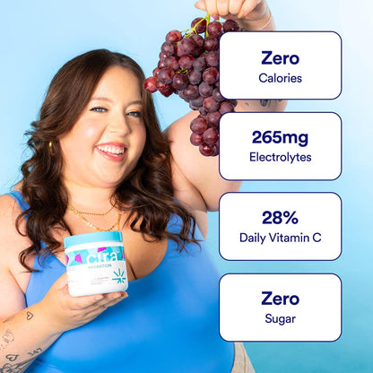 Cira Hydration Electrolytes Powder - Cira x Alicia McCarvell’s Daily Electrolyte Powder, Sugar Free, Himalayan Salt, Magnesium, Potassium for Dehydration Relief & Recovery - Very Grapeful, 45 Servings 🍁 All In One Marketplace Canada