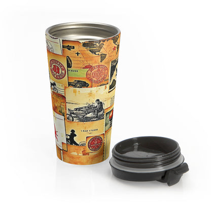 Vintage Travel Collage Stainless Steel Travel Mug - AURABAGS SHOP