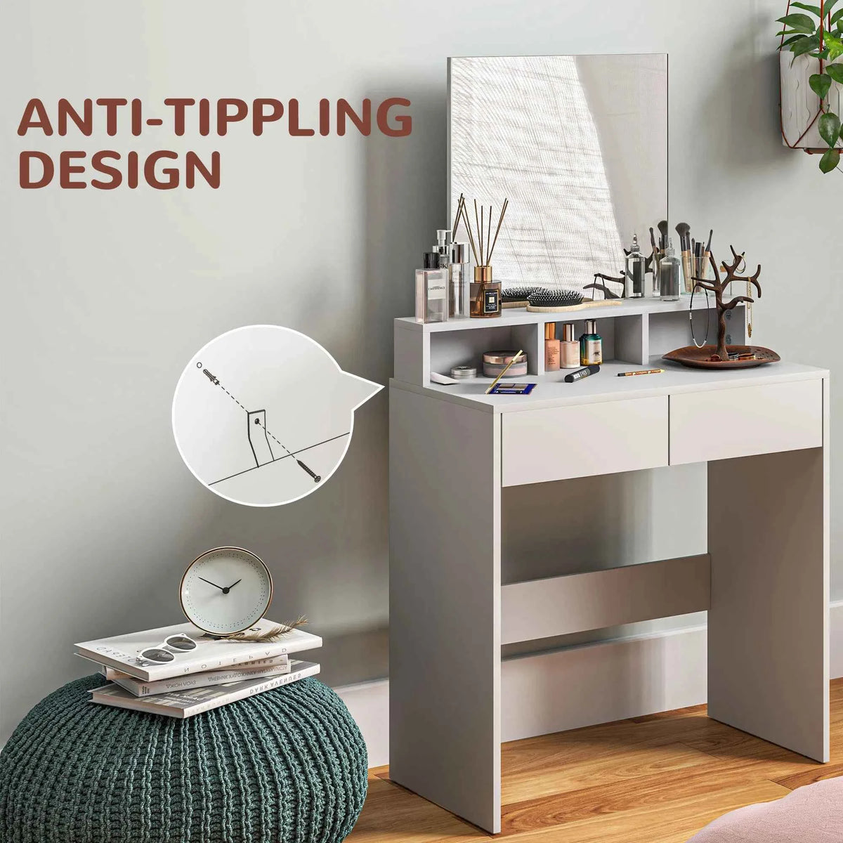 Makeup Vanity Desk with Mirror and Drawers (United States Delivery Only)