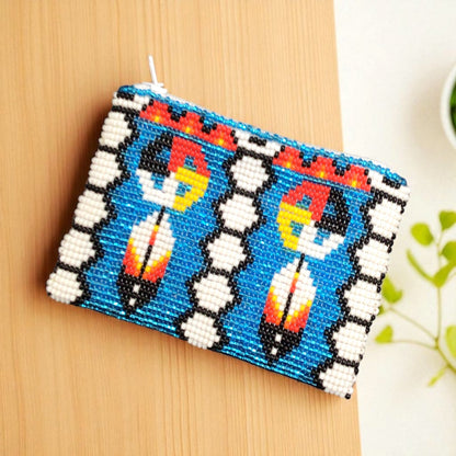 Feather with Dreamcatcher Beaded coin purse