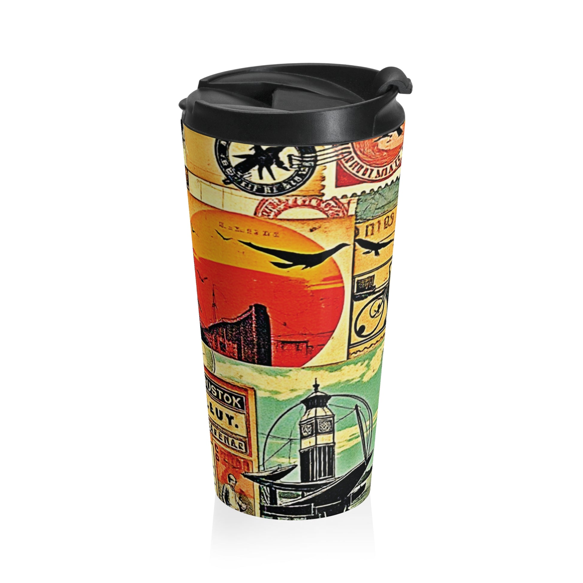 Travel Mug — Vintage Collage Stainless Steel Tumbler - AURABAGS SHOP