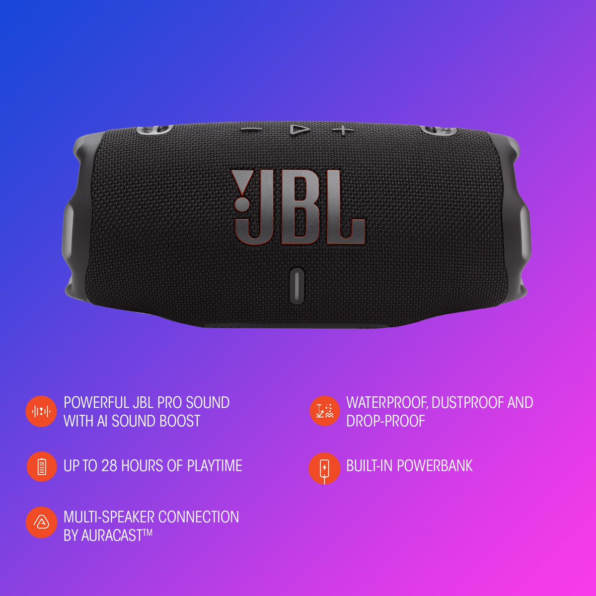 JBL Charge 6 - Portable Waterproof & Drop-Proof Bluetooth Speaker, Bold Pro Sound with AI Sound Boost, 28Hrs of Playtime, Built-in powerbank & Comes with a Sturdy/Removable Carrying Strap (Blue) 🍁 All In One Marketplace Canada