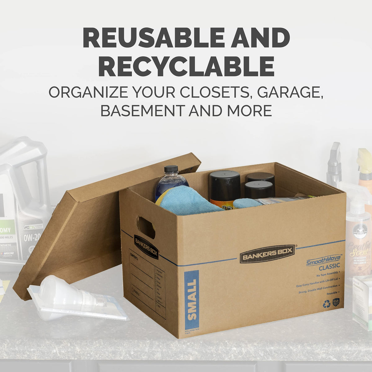 Bankers Box SmoothMove Moving Boxes with No-Tape Assembly, Lift -Off Lids And Easy-Carry Handles, 10" x 12" x 15", 10 Pack (7714219) 🍁 All In One Marketplace Canada