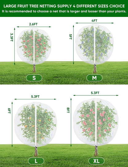 4Pack Garden Fruit Tree Netting for Cicadas with Zipper 150 x 120cm Garden Bird Mesh Netting for Blueberry Bushes with Drawstring,Insect Plant Protection Mesh Net Bags for Tomato,Cicada,Animals 🍁 All In One Marketplace Canada