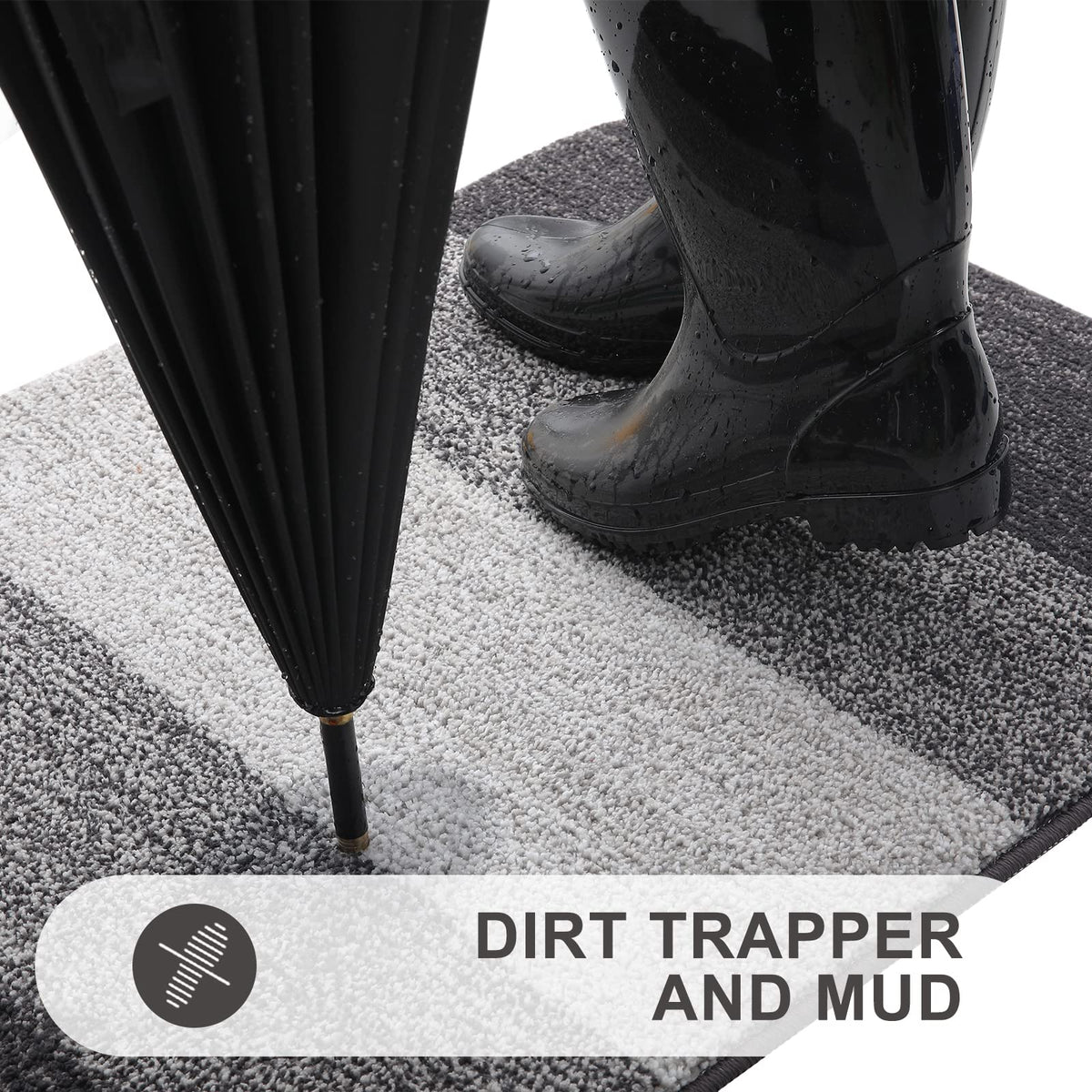 Grandaily Indoor Doormat, 20" x 32" Non-Slip Mud Trapper Absorbent Front Door Mats, Washable Striped Inside Entryway Mat, Low-Profile Welcome Mat Entrance Mat, Grey 🍁 All In One Marketplace Canada
