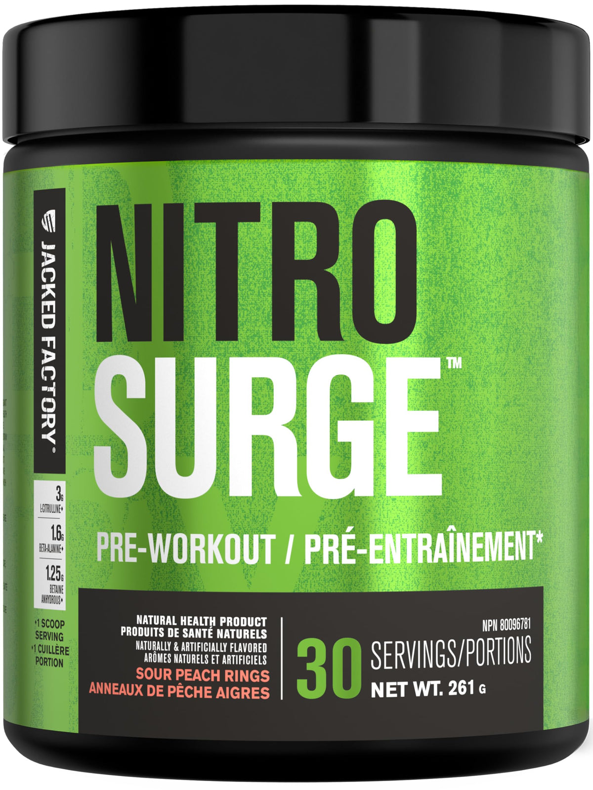 NITROSURGE Pre Workout Supplement - Endless Energy, Instant Strength Gains, Clear Focus, Intense Pumps - Nitric Oxide Booster & Preworkout Powder with Beta Alanine - 30 Servings, Sour Peach Rings 🍁 All In One Marketplace Canada