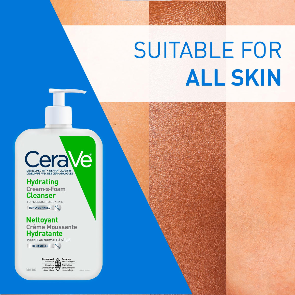 CeraVe Hydrating Cream-to-Foam Face Cleanser, One-Step Face Wash With Hyaluronic Acid & Amino Acid Complex, Gently Cleanses Skin, Non-Comedogenic, Fragrance-Free, Normal to dry skin, 562mL 🍁 All In One Marketplace Canada