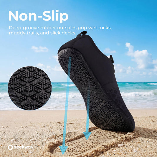 SEEKWAY Water Shoes Women Men Quick-Dry Beach Aqua Socks Barefoot Non Slip Swim Pool Outdoor Surf River Lake Yoga SK001 Black Size 6.5-7.5 W/5.5-6.5 M 🍁 All In One Marketplace Canada