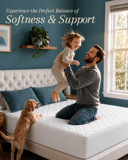 Utopia Bedding Quilted Fitted Mattress Pad, King Size, Elastic Fitted Mattress Topper Protector and Cover Stretches up to 16 Inches Deep, Machine Washable (White) 🍁 All In One Marketplace Canada