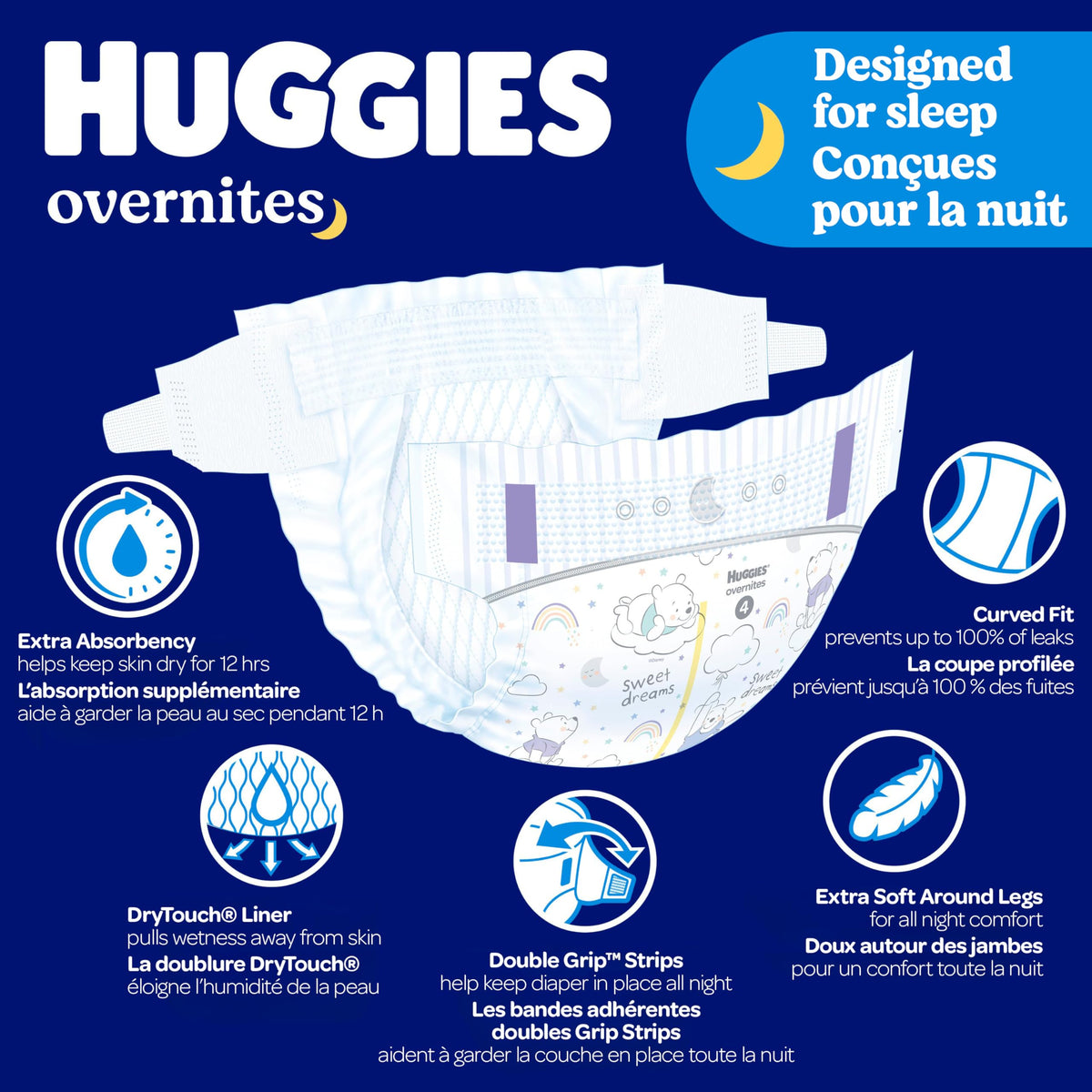 Huggies Overnites Size 5 Overnight Diapers (27+ lbs), 50 Ct 🍁 All In One Marketplace Canada