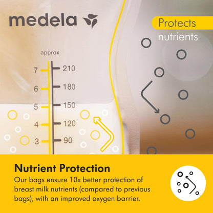 Medela Easy Pour Disposable Breast Milk Storage Bags, 7 oz/210 ml Capacity, Leakproof Design with Milk Protection, Made Without BPA, Pack of 100 🍁 All In One Marketplace Canada
