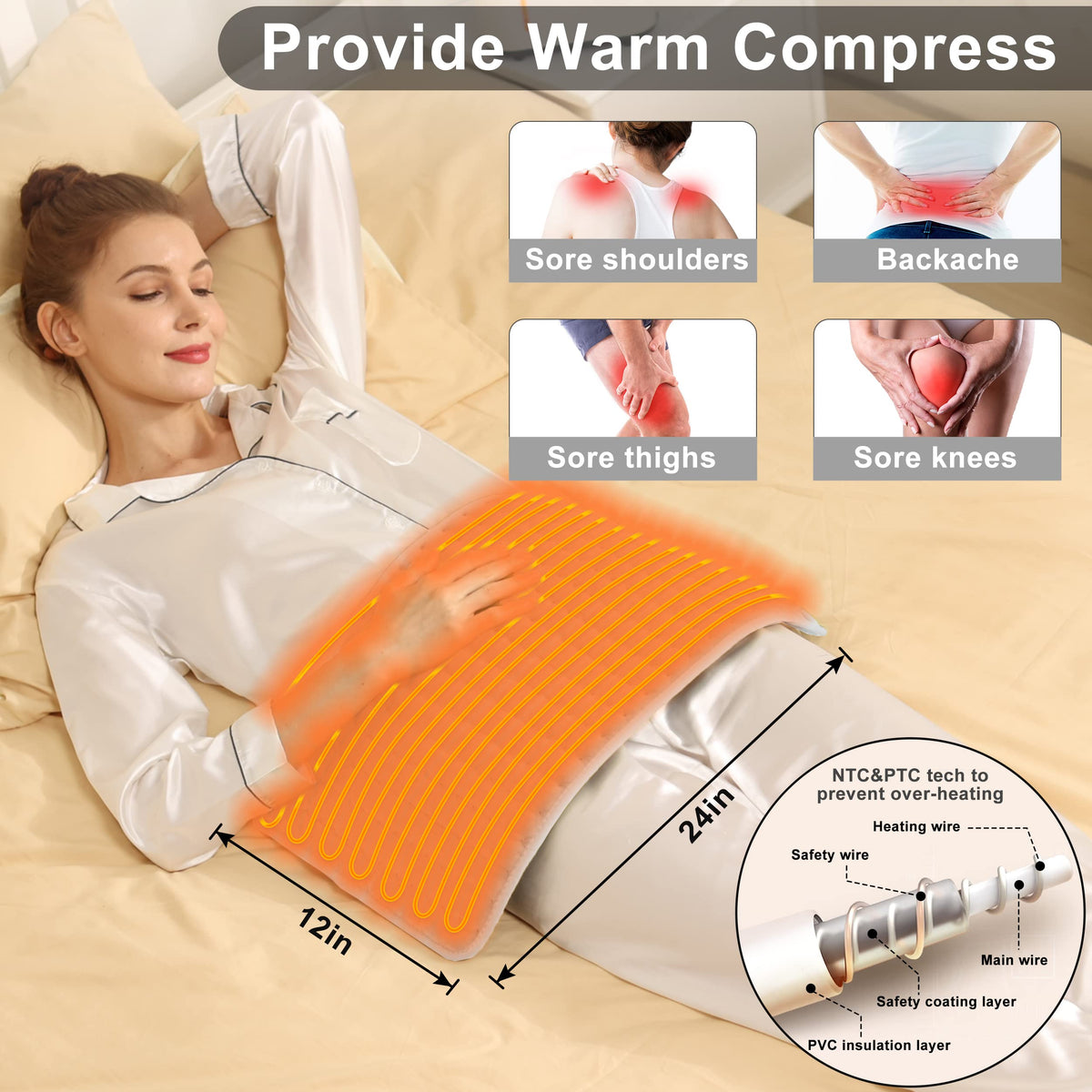 Heating Pad Electric Heat Pad, Hot Heated Pad,Moist Heat Heating Pad Moist and Dry Heat,Multiple Temp and Timer Settings 🍁 All In One Marketplace Canada