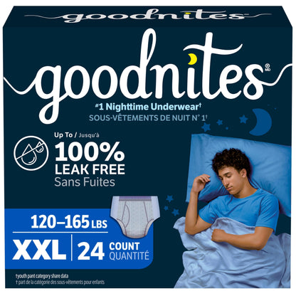 Goodnites Boys' Nighttime Underwear, Size XXL (120-165+ lbs), 24 Ct 🍁 All In One Marketplace Canada