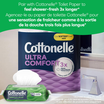 Cottonelle GentlePlus Flushable Wet Wipes with Aloe & Vitamin E, Adult Wet Wipes, 8 Flip-Top Packs, 42 Wipes per Pack (336 Total Flushable Wipes) 🍁 All In One Marketplace Canada