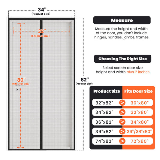 Magnetic Screen Door, Heavy Duty Fiberglass Moustiquaire Magnétique, Screen Mesh with Automatic Block Closure, Walk Through Easily for Kids Pets,Fits Door Size up to 36-38" W x 80" H 🍁 All In One Marketplace Canada
