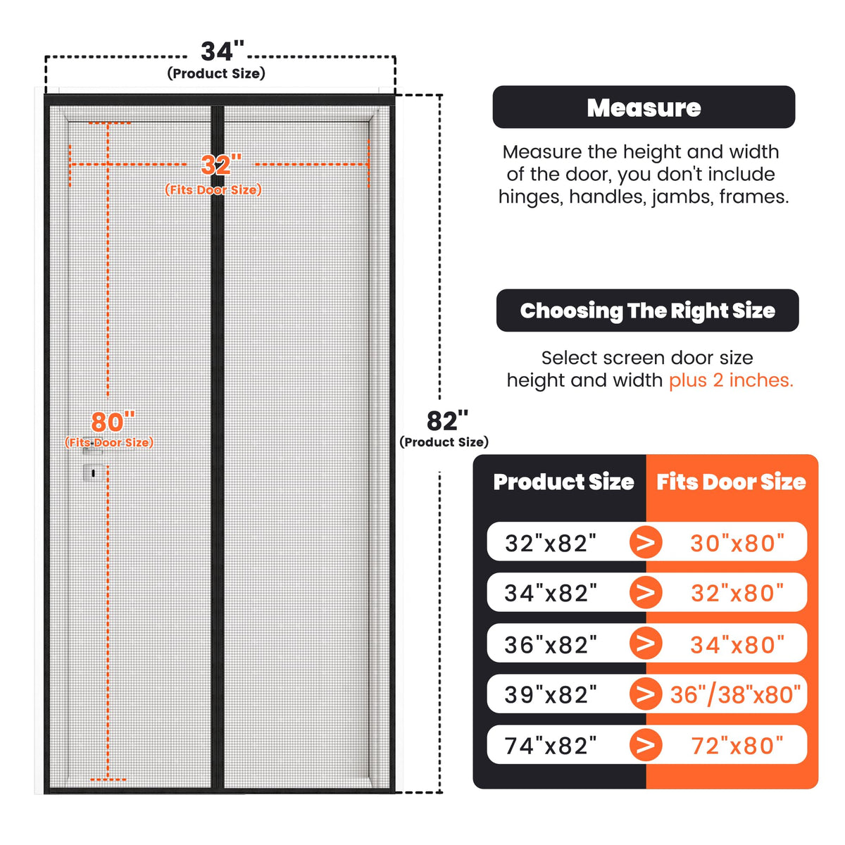 Magnetic Screen Door (Screen Size 32" x 82"), Fits Door Opening 30"x80", Heavy Duty Fiberglass Moustiquaire Magnétique, Screen Mesh with Automatic Block Closure, Walk Through Easily for Kids Pets 🍁 All In One Marketplace Canada