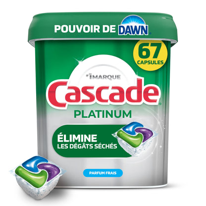 Cascade Platinum Dishwasher Detergent Pods, Dish Detergent Soap, Fresh Scent, 67 Count 🍁 All In One Marketplace Canada