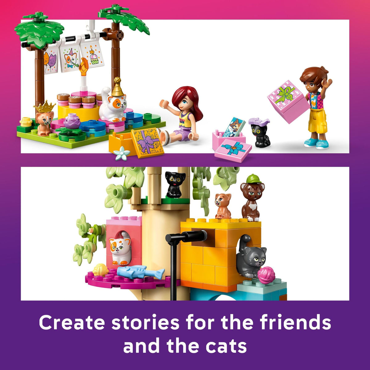 LEGO Friends Cat Birthday Party & Tree House Building Toy - Pretend Play Building Blocks W/Cat Toys & 2 Minidolls - Creative Storytelling Kids Toy for Girls and Boys, 9+ - Birthday Gift Idea- 42666 🍁 All In One Marketplace Canada