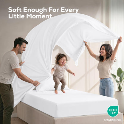 Utopia Bedding Twin/Single Bed Sheets - 3 Piece Twin Size Cooling Sheet Set - Hotel Luxury Soft Breathable Microfiber, Oeko-TEX, Deep Pocket Easy Fit & Care, Fade & Wrinkle Resistant, White 🍁 All In One Marketplace Canada
