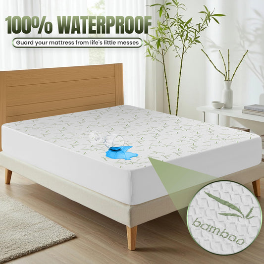 Utopia Bedding Waterproof Mattress Protector Twin Size, Bamboo Viscose Mattress Cover 200 GSM, Fits 15 Inches Deep, Breathable, Fitted Style with Stretchable Pockets 🍁 All In One Marketplace Canada