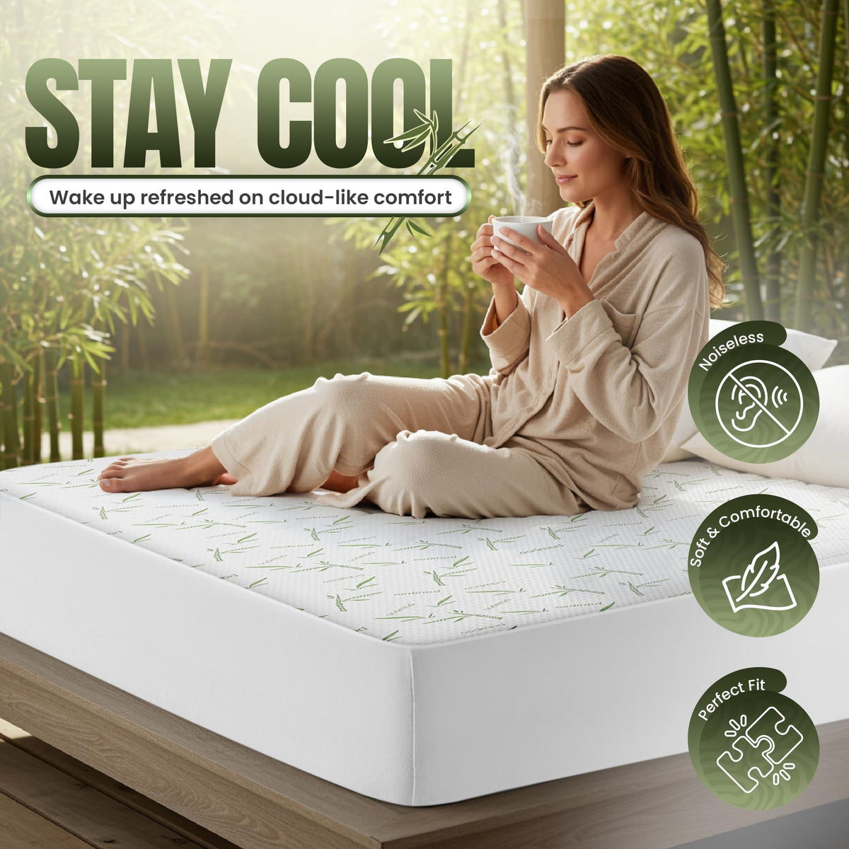 Utopia Bedding Waterproof Mattress Protector Full/Double Size, Bamboo Viscose Mattress Cover 200 GSM, Fits 15 Inches Deep, Breathable, Fitted Style with Stretchable Pockets 🍁 All In One Marketplace Canada