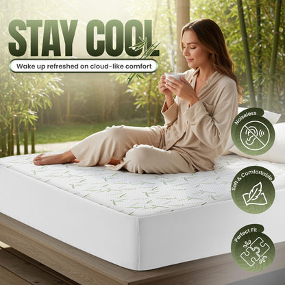 Utopia Bedding Waterproof Mattress Protector Full/Double Size, Bamboo Viscose Mattress Cover 200 GSM, Fits 15 Inches Deep, Breathable, Fitted Style with Stretchable Pockets 🍁 All In One Marketplace Canada