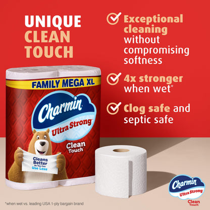 Charmin Toilet Paper Ultra Strong Clean Touch, 12 Family Mega XL Rolls = 84 Regular Rolls 🍁 All In One Marketplace Canada