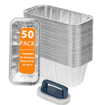 50 Pack Drip Pan Liners for Blackstone Griddle 36" 30" 28" 22" 17", a Cleaning Brush, Aluminum Disposable Grease Drip Cup Liners, Grease Catcher Trays,Griddle Accessories for Outdoor Cooking 🍁 All In One Marketplace Canada
